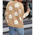 thumbnail image 4 of Women'S Floral Print Cardigan Long Sleeve Open Front Button Down V Neck Knitted Sweaters Camel Color L, 4 of 7