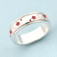 thumbnail image 3 of Women 925 Sterling Silver Red & White Enamel Moon Star Anxiety Spinner Ring Platinum Plated Boho Wedding Anniversary Fidget Stress Relieving Band Ring for Men Size 9 Birthday Gifts for Women, 3 of 8