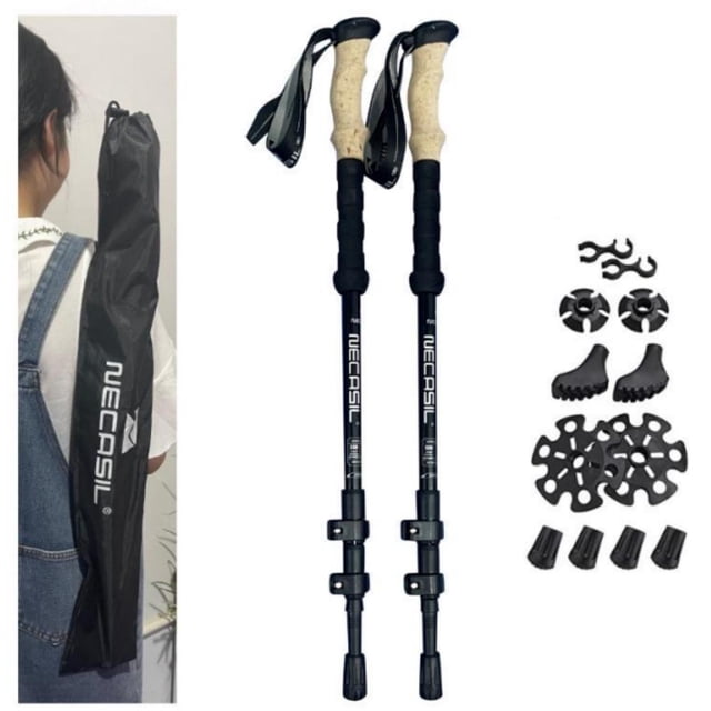 2 Bastones De Trekking De Fibra De Carbono - Ajustables Y Ligeros Para Senderismo Y Montañismo