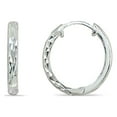 thumbnail image 3 of 16mm Sterling Silver Polished & Diamond-Cut Oval Reversible Hinged Hoop Earrings, 3 of 3