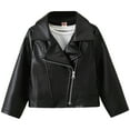 thumbnail image 2 of LYHao Girls Windproof Warm PU Leather Jacket Coat For Kids Stylish British Motorcycle Outerwear Toddler Girls Jacket And Functional Ages 2 10 Girls Jacket Coat,Sizes 2-3 Years, 2 of 7