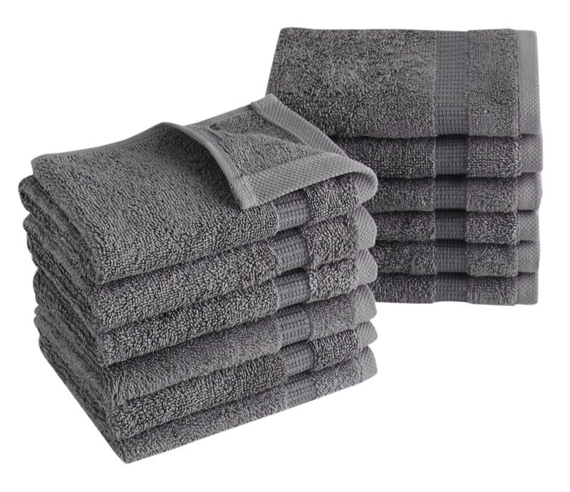 Set of 12 Luxury Grey Washcloths for Bathroom-13x13 inch 