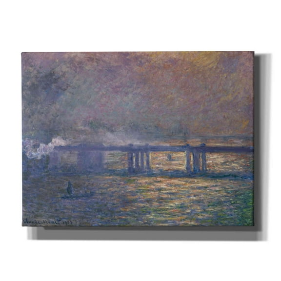 Epic Graffiti 'Charing Cross Bridge' by Claude Monet, Giclee Canvas Wall Art, 16"x12"