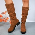 thumbnail image 6 of Women's Mid-Calf Boots Suede Fall Winter Fashion Knee High Booties Comfortable Casual Dress with Heels, 6 of 8