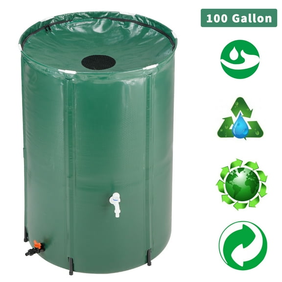 EasingRoom 100 Gallon Portable Rain Barrel Farms Water Storage Saver for Patio