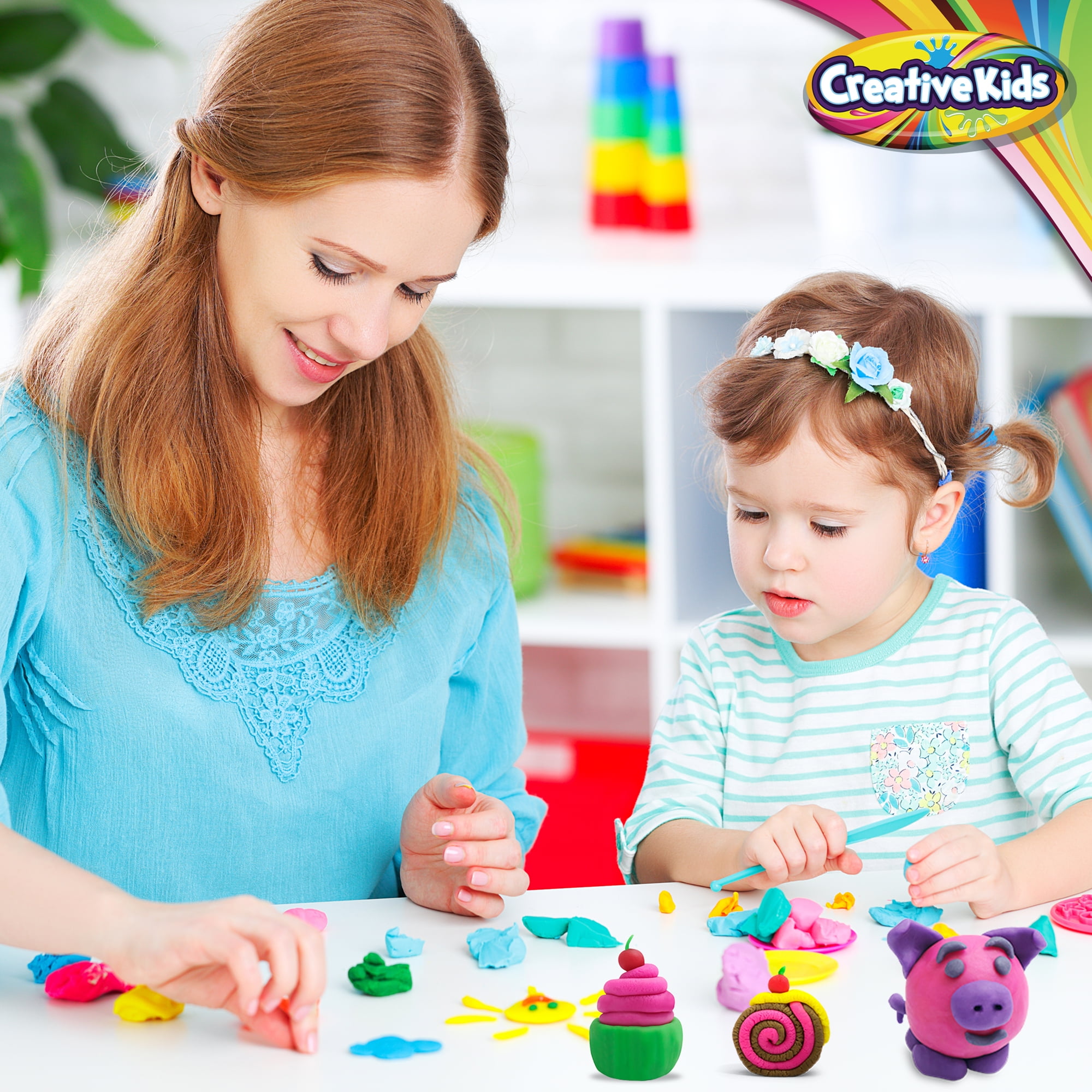 STEM Educational DIY Molding Set Gift for Boys /& Girls 3+ Creative Kids Air Dry Clay Modeling Crafts Kit Super Light Nontoxic 50 Pack Easy Instructions 50 Vibrant Colors /& 6 Clay Tools