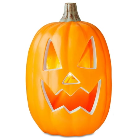 Lighted Blow Mold Pumpkin Decoration, Orange, 16", Halloween by Way To Celebrate