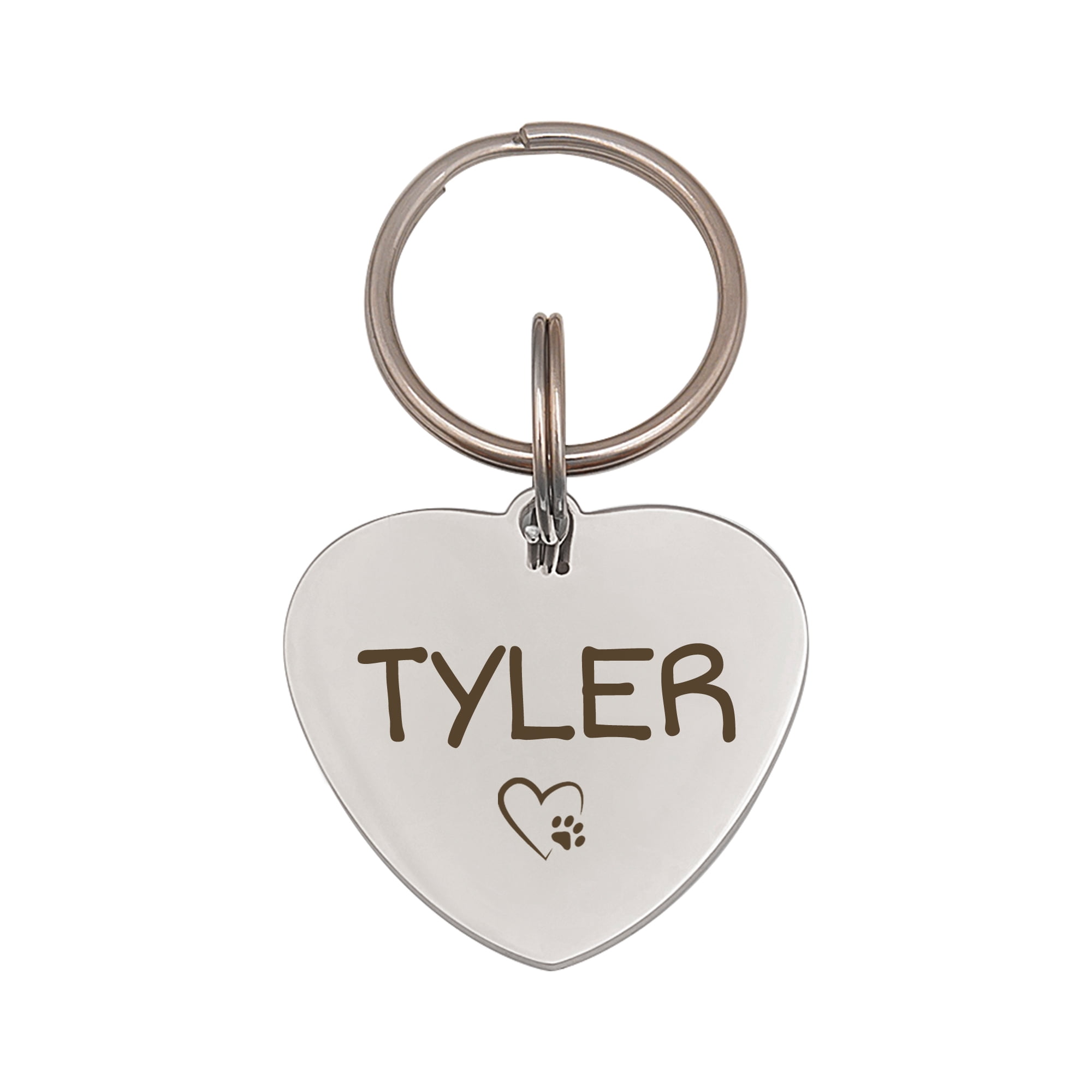 Anavia Stainless Steel Metal Heart Name - Icon Birthday Holiday Christmas Engraved Dog ID Tag, Silver