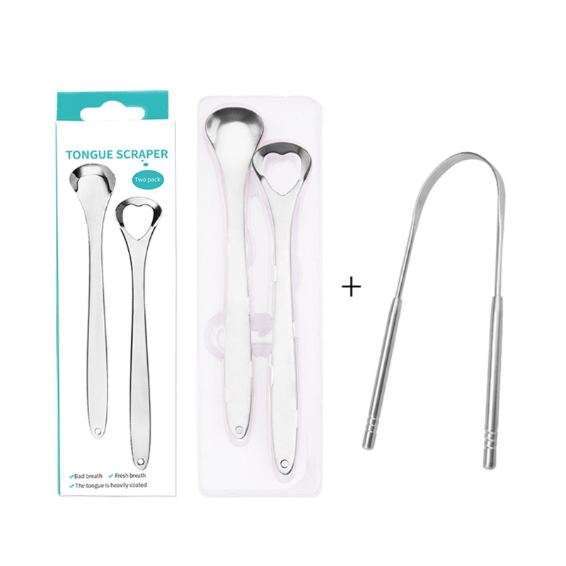 HGYCPP Tongue Scraper Cleaner Set for Adult Stainless Steel Metal