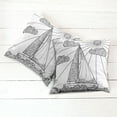 thumbnail image 6 of Ambesonne Nautical Throw Pillow Cover 2 Pack, Doodle Boat on Waves, 18", Black White, 6 of 7