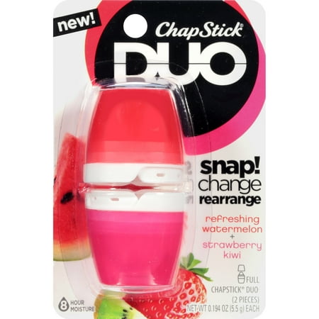 (3 pack) ChapStick Duo Lip Balm, Refreshing Watermelon Strawberry