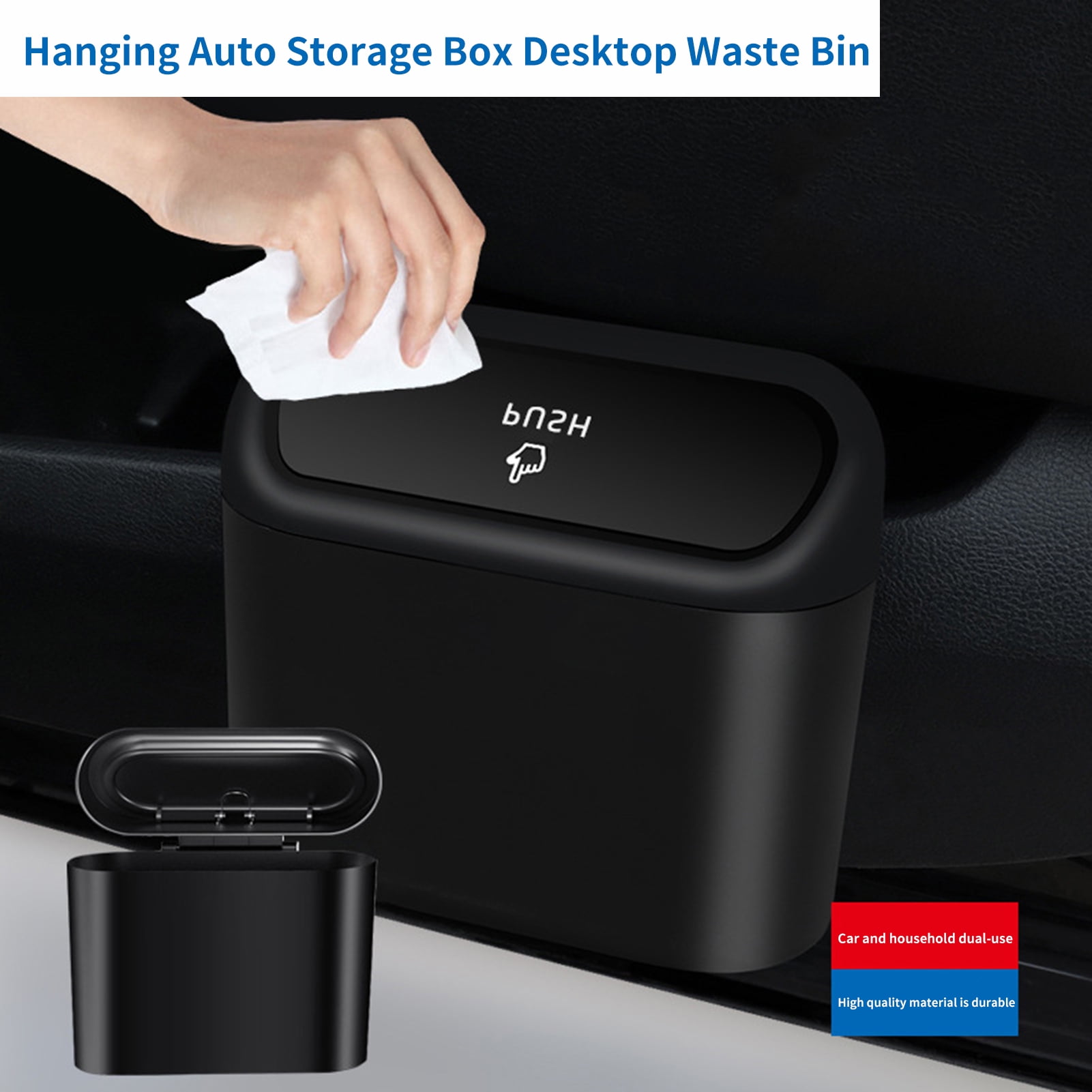 1pc Car Trash Can, Car Storage Box, Seat Back, Door Hanging Storage Box, Multifunctional  Garbage Bin, Used For Car, Office, Kitchen, Bedroom, Home
