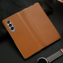 for Samsung Galaxy Z Fold 4 5G Case, Genuine Leather Magnetic Flip Case Cover All-Inclusive Protection Shockproof Phone Case for Samsung Galaxy Z Fold 4 5G 2022,Orange