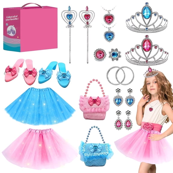 Princess Dress Up for Girls - Toddler Girls Role play for 3 4 5 6 7 Year Old - Pretend Play Birthday Gifts - Princess Dress Up for Girls 3-6