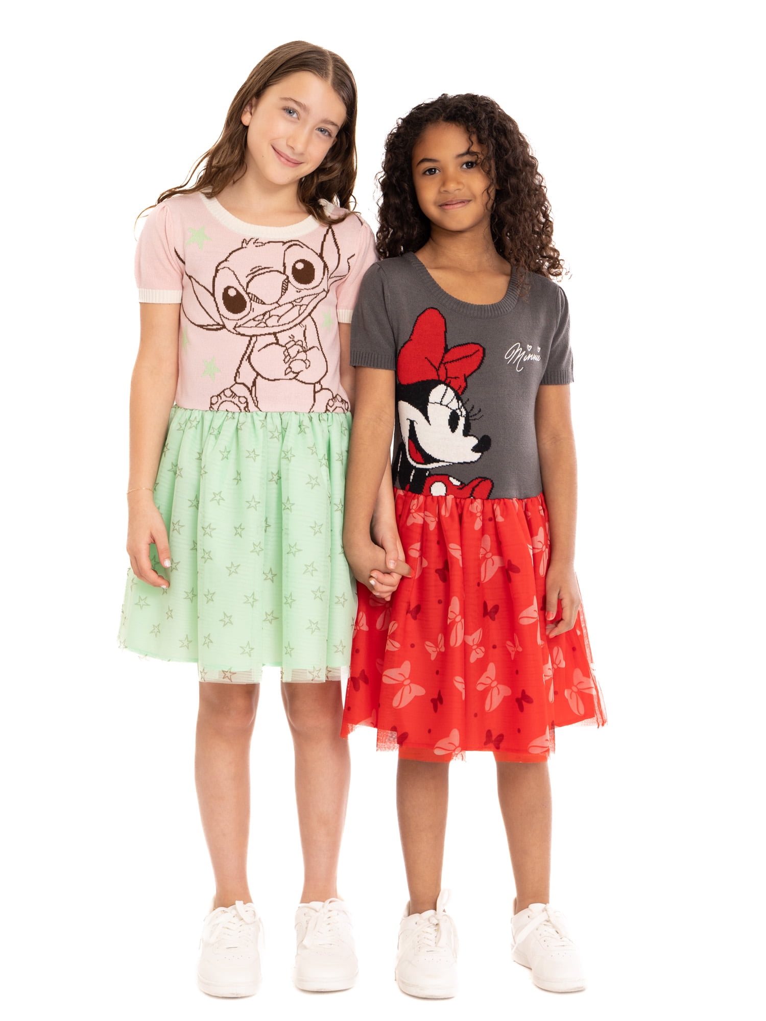 Minnie Mouse Girls Sweater Top Dress with Mesh Skirt, Sizes 4-16