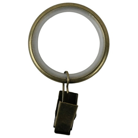 Curtain Rings With Clips 1 5 Antique Brass Set Of 16 Walmart Com