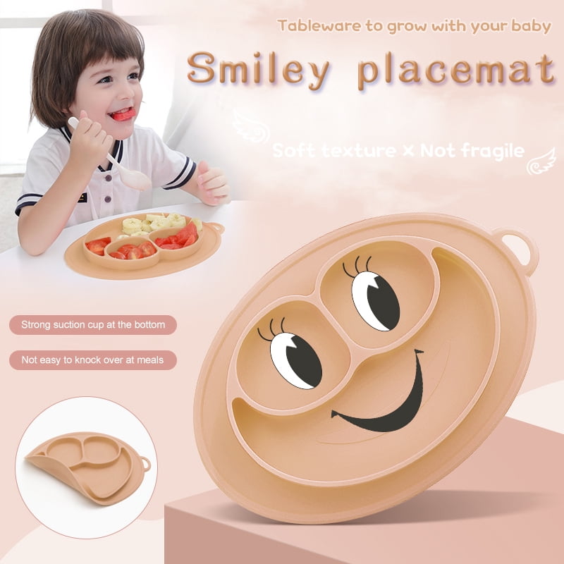 Linowos Silicone Divided Toddler Plates Portable Non Slip Suction Plates Placemat for Children Babies and Kids BPA Free Baby Dinner Plate Bowl 