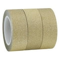 thumbnail image 6 of 3 Rolls 32.8 Yards x 0.6" Glitter Decorative Tapes Adhesive Crafting Washi Paper Tape Gold Foil Masking Tapes Stick for DIY Scrapbook Gifts Wrapping Car Furniture Graphic Arts Walls Decor Gold, 6 of 9
