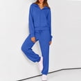 thumbnail image 2 of Women's 2 Piece Fall Active Sets Loose Fit Zip Front Hooded Track Top Drawstring Jogging Pants Athletic Daily Outfits Royal Blue XXL, 2 of 6