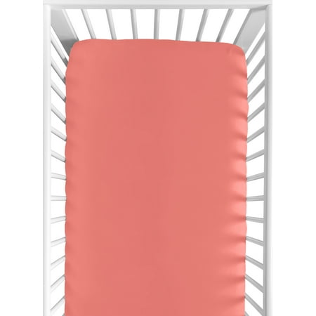 UPC: 0846480038955 | Solid Coral Crib Sheet for Mod Diamond Coral and White Collection