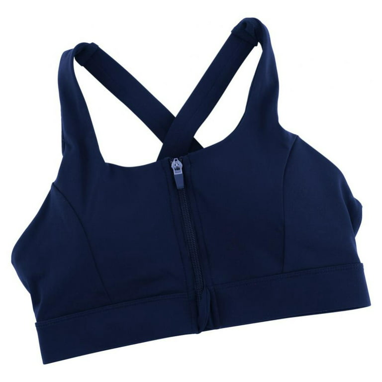 Womens Sports Bras, Zipper Front High Impact Support Strappy Back