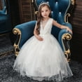 thumbnail image 3 of WOLLED Baby Kids Girls Long Princess Dress Toddler Tulle Party Wedding Formal Dress Little Girls Sleeveless Tutu Gown for 3-12years, 3 of 9