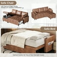 thumbnail image 6 of YODOLLA Sofa Bed, 3 in 1 Sleeper Sofa with Storage Chair, Faux Leather L Shape Couch, Sectional Pull Out Sofa Bed Mid Century Modern Couch for Living Room Clearance, Comfy Sleeper Couch in Brown, 6 of 8