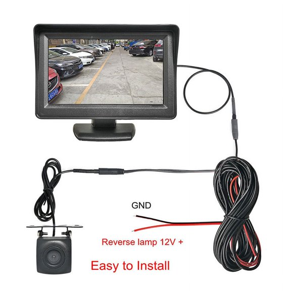 4.3in HD Monitor Car Backup Reverse Camera Rear View Parking License Plate System