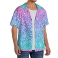 thumbnail image 4 of Disketp Men's Hawaiian Multicolor Glitter Print Shirts Button Down Holiday Beach Shirts-XX-Large, 4 of 7