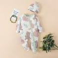 thumbnail image 1 of URMAGIC 0-12M Baby Boy Girls Long Sleeve Footed Jumpsuit Tops and Hat Clothes, 1 of 3