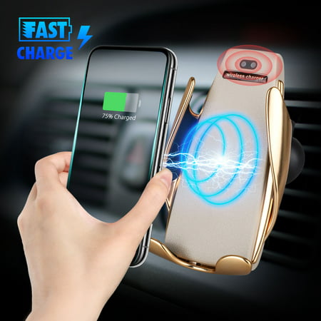 Wireless Car Charger, EEEKit Qi Fast Charging IR Auto-Clamping Car Air Vent Phone Holder Mount Compatible with iPhone Xs MAX/XS/XR/X/8/8+, Samsung