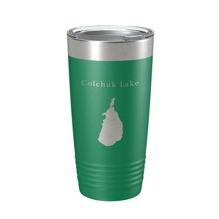 

Colchuk Lake Map Tumbler Travel Mug Insulated Laser Engraved Coffee Cup Washington 20 oz Green