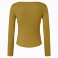thumbnail image 5 of Towmus Womens Long Sleeve Shirts Crop Tops Fall Fashion 2025 Solid Color Square Neck Going Out Basics Tees Y2k Clothes Long Sleeve Slim Basic Bottoming Long Sleeve Top, Khaki, M, 5 of 5