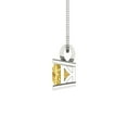 thumbnail image 3 of 3.0 ct Brilliant Princess Cut Solitaire Yellow Diamond 14k White Solid Gold Everyday Affordable Designer Necklace Pendant with 16" Chain, 3 of 7