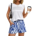 thumbnail image 2 of Two Piece Sets for Women Trendy Short Sets Beach Vacation Clothes Airport Travel Cruise Summer Outfits White L, 2 of 5
