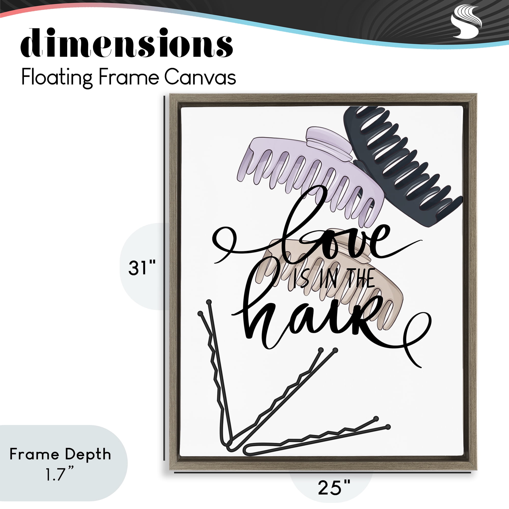 Stupell Industries Love Is In The Hair Brown Framed Floater Canvas Wall Art, design by Jesse Keith