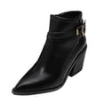 thumbnail image 1 of NECHOLOGY Botas Mujer Adulto Femenino Zapatos Botines de mujer Botines de tacón grueso con punta en para mujer, zapatos de fiesta a la , botines (Black, 6.5), 1 of 5