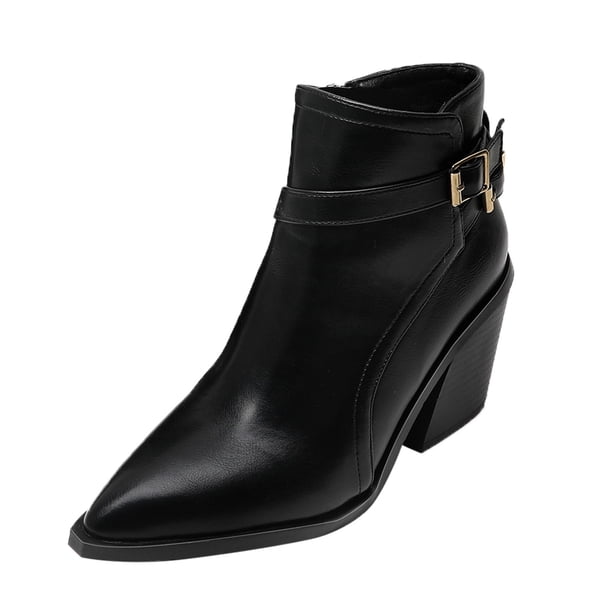 NECHOLOGY Botas Mujer Adulto Femenino Zapatos Botines de mujer Botines de tacón grueso con punta en para mujer, zapatos de fiesta a la , botines (Black, 7)