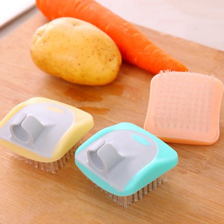

Tools Fruit Vegetable Potatoes Mini Dirt Removal Portable Cleaning Brush Home Kitchen Gadgets Finger Ring Random Color Durable