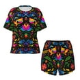 thumbnail image 4 of Picia Mexican Flower Traditional1 Pajamas Sets for Women Soft Short-Sleeved Pjs with Lounge Shorts Two Piece Sleepwear-3X-Large, 4 of 9