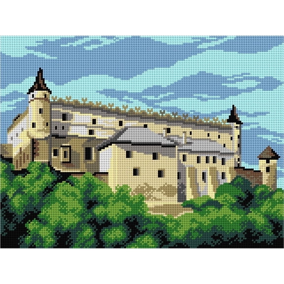 Wizardi Needlepoint Canvas for halfstitch Without Yarn - Zvolen Castle 3584J Orchidea