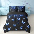 thumbnail image 3 of Homewish Blue Butterfly Full Size Bedding Sets for Girls, Glitter Stars Full Size Bed in a Bag, Black Reversible, 7 Pieces, 3 of 7