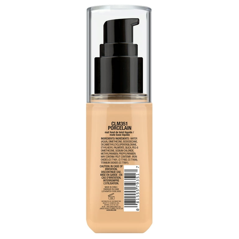 L.A. COLORS Liquid Truly Matte Foundation, Porcelain, 1.35 fl oz