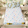 thumbnail image 4 of Erosebridal Watercolor Bee Zipper Full Size Comforter Sets with Fitted Sheet and 2 Pillowcases,Lovely Floral Zipper Bedding Set,White Black,Colorful Stars Reversible,4pcs, 4 of 8