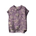 thumbnail image 2 of Purple Womens Summer Tops Cute Tops for Women Collar Non Sleeve Linen Shirts Plus Size Floral Blouses Casual Summer Clothes Going Out Tops for Women, 2 of 4