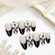 thumbnail image 2 of Uñas postizas adhesivas GJJBQTT de 24 piezas, negras, con moño, strass y perlas, 2 of 7