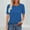 (Fashion 62)Blue, variant on Women's Pleated Lace Splice Blouse Summer Solid Color Round Neck Short Sleeve Loose Daily Shirts Breathable Casual Tops