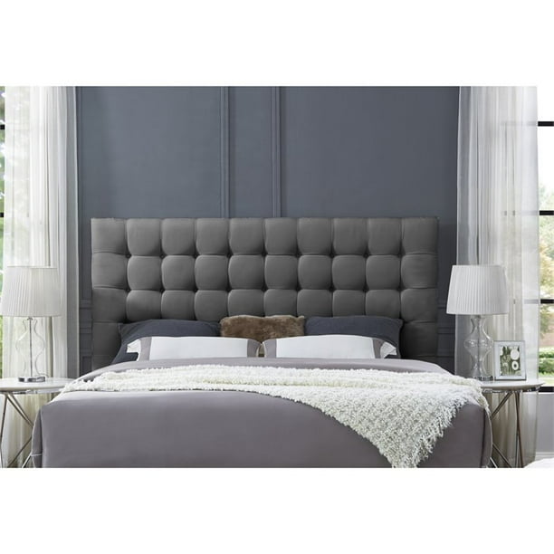 Blake Light Grey Linen Headboard Queen Size Upholstered Tufted