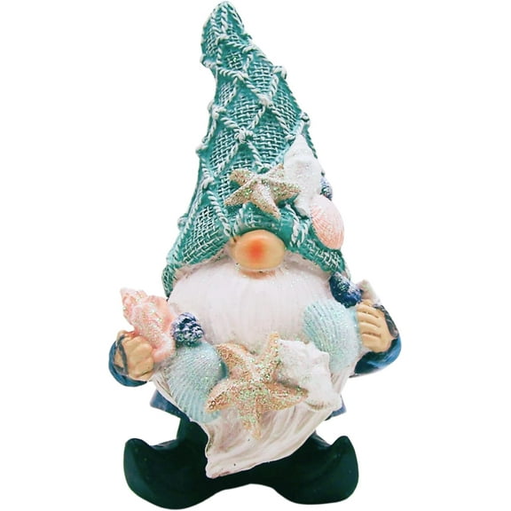 Blue Beach Themed Gnome Figurine, Freestanding Nautical Home & Office Decor, Gift for Gnome Lovers, 8 Inches