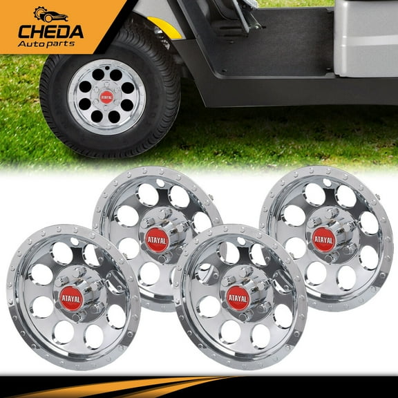 4x Chrome 10" Golf Cart Hub Caps Fit for EZGO Club Car and Yamaha Wheel Cover